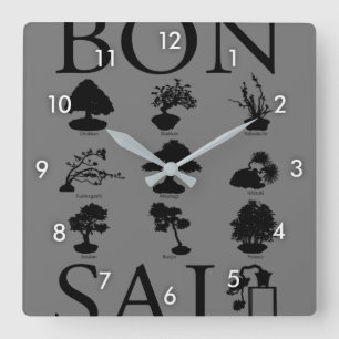 Reloj Cuadrado Estilos básicos del árbol Bonsai