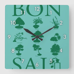 Reloj Cuadrado Estilos básicos del árbol Bonsai