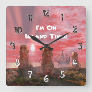 Reloj Cuadrado Estoy en la isla Time Sunset Square Wall Clock