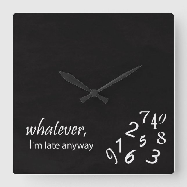Reloj Cuadrado Estoy retrasado de todos modos Clock (Anverso)