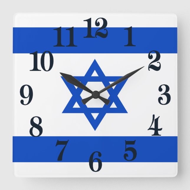 Reloj Cuadrado Estrella azul de la bandera de Israel Estrella de  (Anverso)