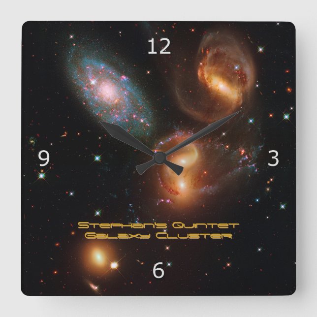 Reloj Cuadrado Estrella de galaxia Stephans Quintet (Anverso)