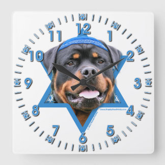 Reloj Cuadrado Estrella de Jánuca de David - Rottweiler