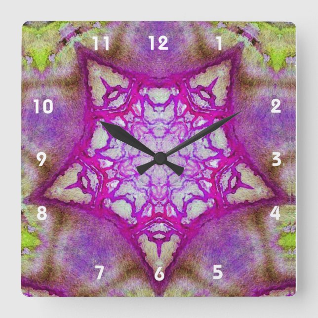 RELOJ CUADRADO ESTRELLA DE PURPLE ROSA ABSTRACTA (Anverso)