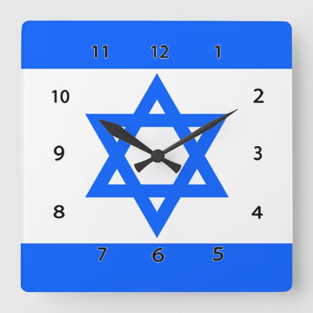 Reloj Cuadrado Estrella israelí de la bandera de David Wall Clock (Anverso)