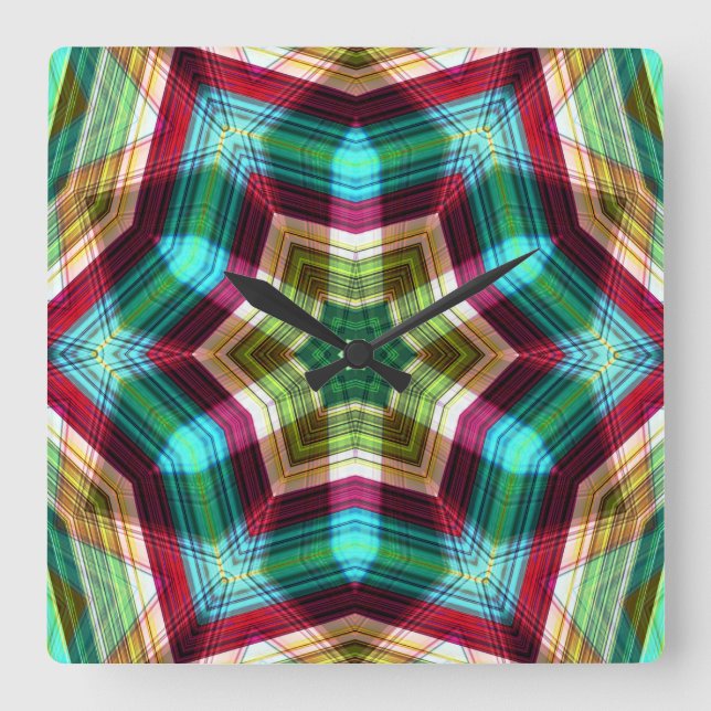 Reloj Cuadrado Estrella Kaleidoscope migrando al hexágono con pro (Anverso)