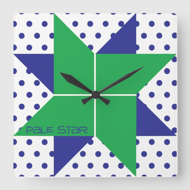 Reloj Cuadrado Estrella pálida - Verde y azul (Anverso)