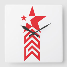 Reloj Cuadrado Estrella Roja con Flechas de Chevron