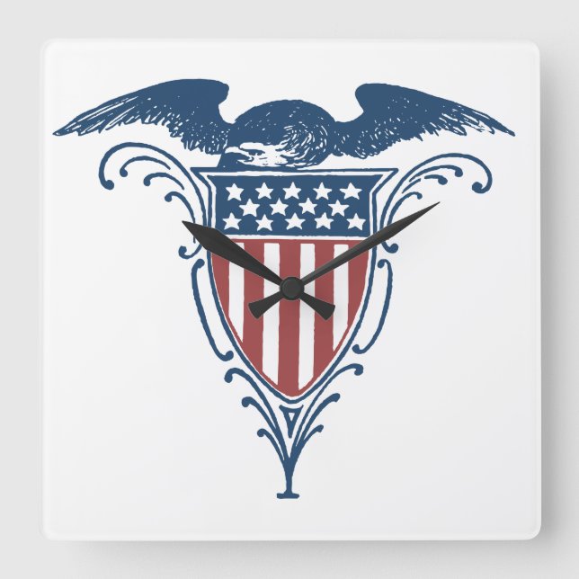 Reloj Cuadrado Estrellas azules blancas rojas de American Eagle (Anverso)