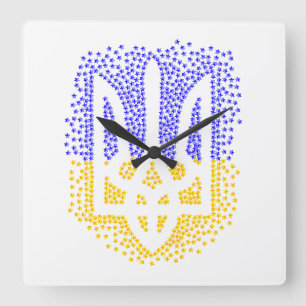 Reloj Cuadrado Estrellas de tridente de heraldry de Ucrania