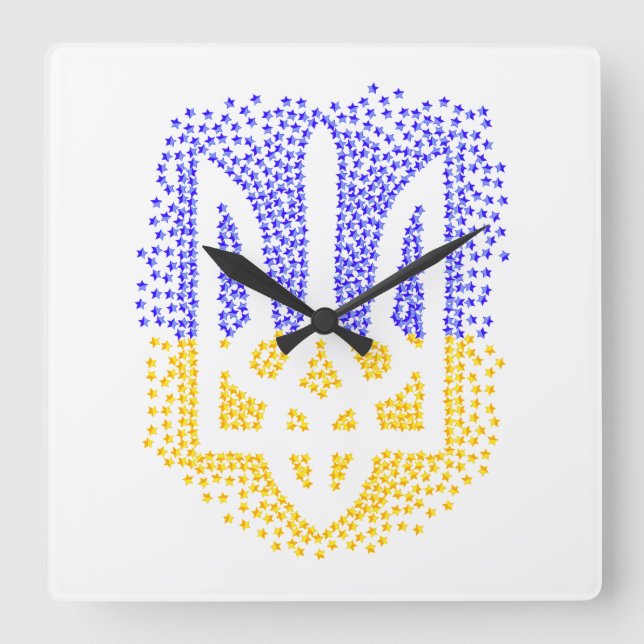 Reloj Cuadrado Estrellas de tridente de heraldry de Ucrania (Anverso)