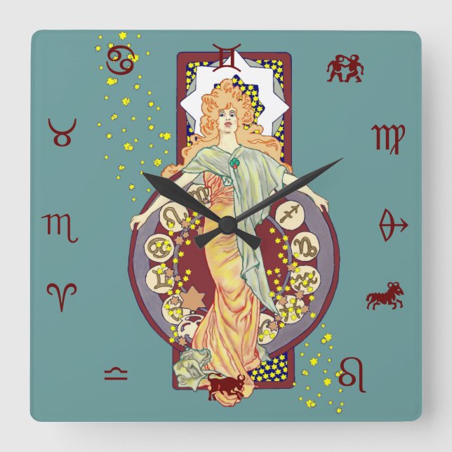 Reloj Cuadrado Estrellas dispersas (Anverso)