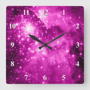 Reloj Cuadrado Estrellas rosadas