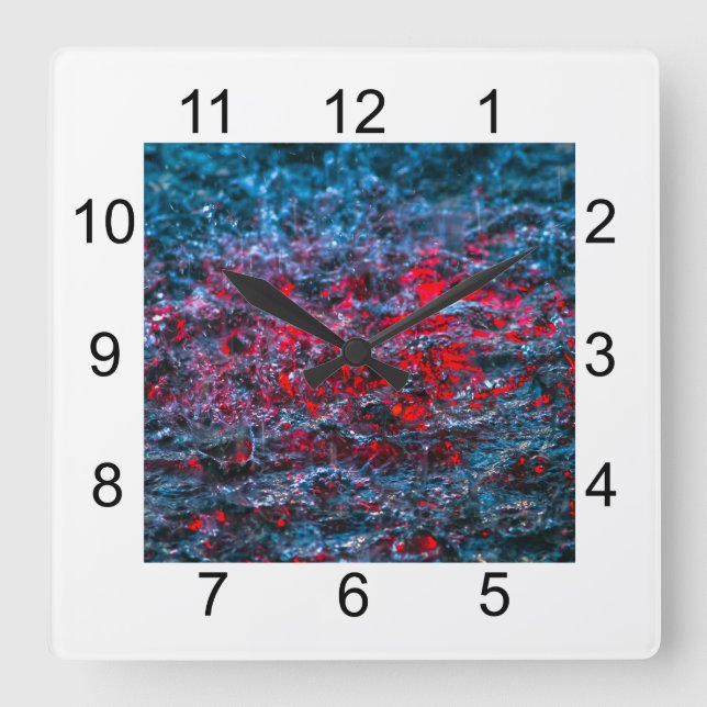 Reloj Cuadrado Estudio En Acuarela - Rojo (Anverso)