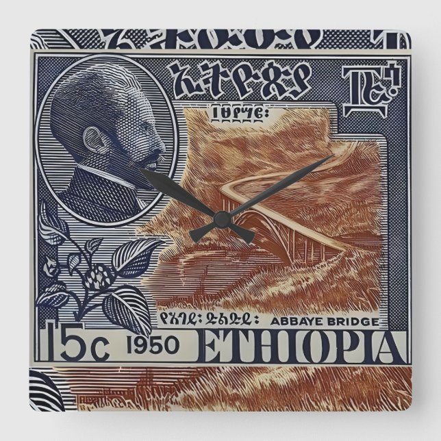 Reloj Cuadrado Ethiopia Haile Selassie Rasta Jah Rastafari Roots (Anverso)