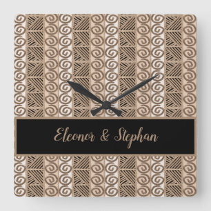 Reloj Cuadrado ethnic africa tribal hand drawn pattern