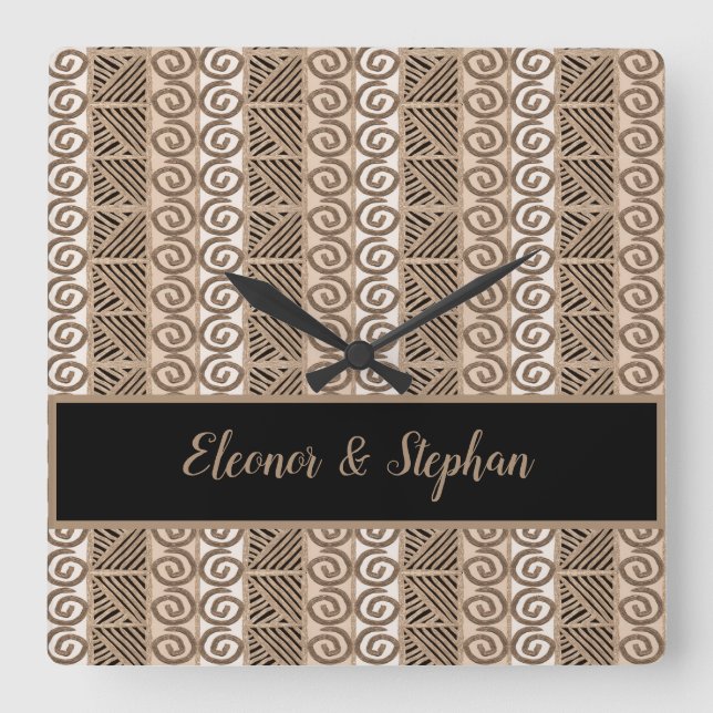 Reloj Cuadrado ethnic africa tribal hand drawn pattern (Anverso)