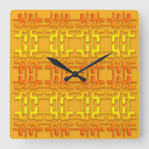 Reloj Cuadrado Ethnic geometric orange pattern