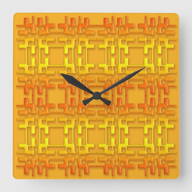 Reloj Cuadrado Ethnic geometric orange pattern (Anverso)