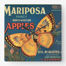 Etiqueta del cajón de las manzanas de Mariposa