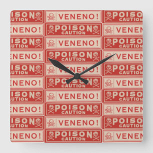 Reloj Cuadrado Etiquetas de veneno antiguas