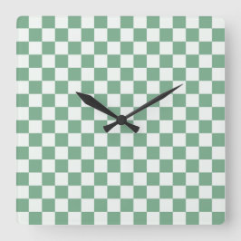 Reloj Cuadrado Eucalyptus mist checkerboard pattern
