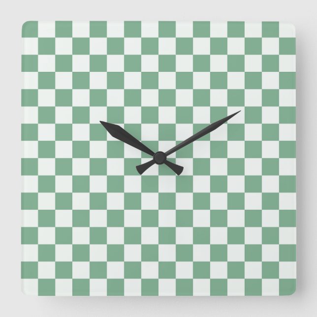 Reloj Cuadrado Eucalyptus mist checkerboard pattern (Anverso)