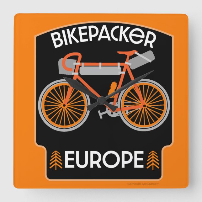 Reloj Cuadrado Europa en bici (Anverso)