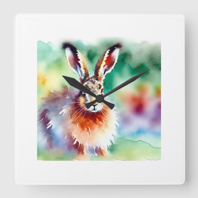 Reloj Cuadrado European hare 110924AREF146 - Watercolor (Anverso)