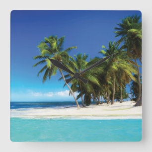 Reloj Cuadrado Exotic beach throw pillow