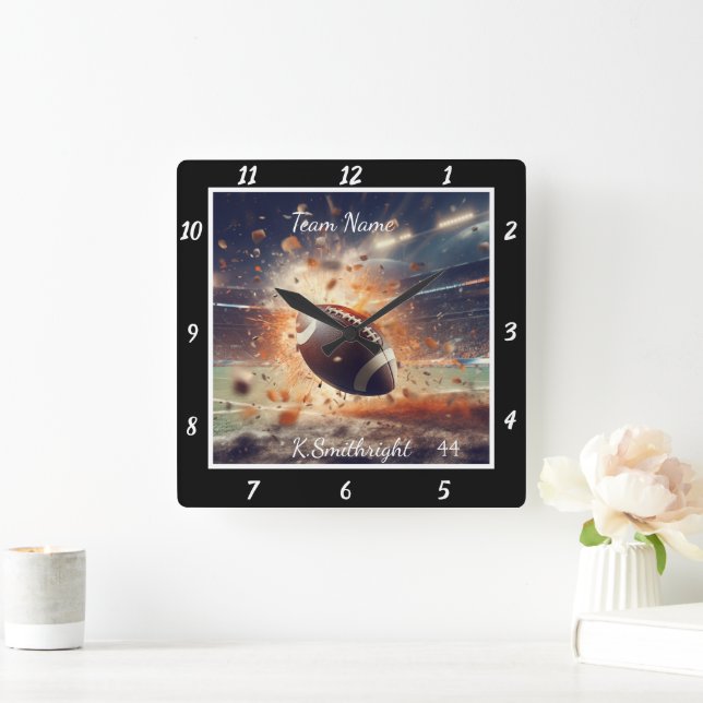 Reloj Cuadrado Exploding Football Custom (Hogar)