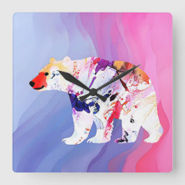 Reloj Cuadrado Explorador Ártico Pastel en Acuarela      