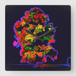 Reloj Cuadrado Explosión de árbol neón