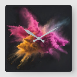 Reloj Cuadrado Explosión de polvo rosa y Naranja