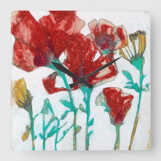Reloj Cuadrado Expresión II de la flor (Anverso)