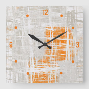 Reloj Cuadrado Extracto de naranja gris blanco
