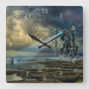 Reloj Cuadrado Extranjero visitando la tierra se encuentra con su