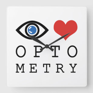 Reloj Cuadrado Eye Love Heart Optometría - Gráfico de ojo del opt