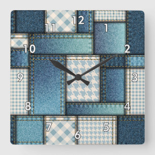 Reloj Cuadrado Fabric de Denim Azul Simulado Guay