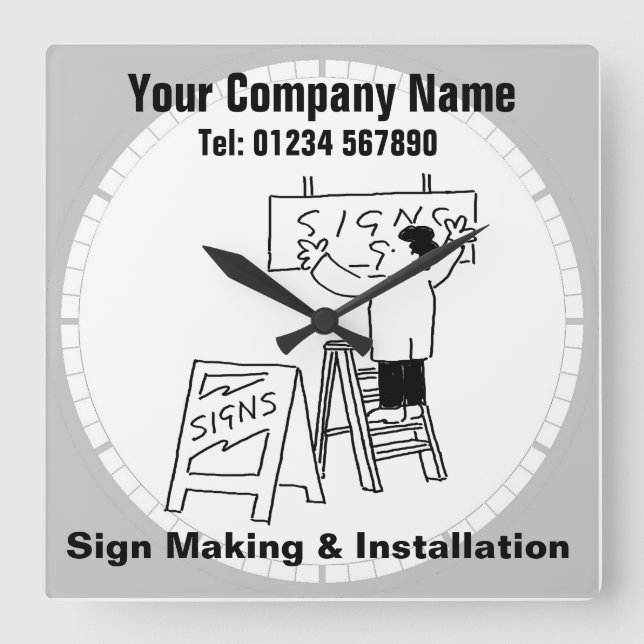 Reloj Cuadrado Fabricación e Instalación de Rótulos. Oficina de F (Anverso)