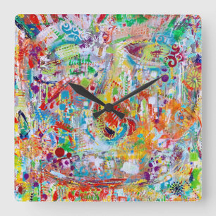 Reloj Cuadrado Face Off Wall Clock