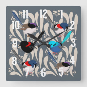 Reloj Cuadrado Fairy Wrens