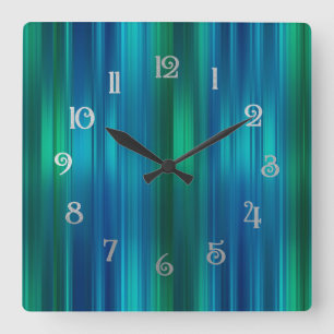 Reloj Cuadrado Falda de árbol rayado azul y verde