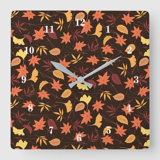 Reloj Cuadrado Falling Autumn Leaves (Anverso)