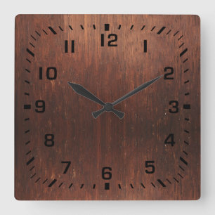 Reloj Cuadrado Falsa madera oscura de Brown