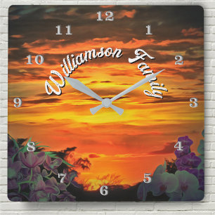 Reloj Cuadrado Familia Atardecer 2584