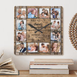 Reloj Cuadrado Familia Es Todo Cita Barril De Collage de fotos<br><div class="desc">Crea fácilmente tu propio reloj de pared rústico personalizado de fondo de madera con tus fotos de personalizados. El diseño también incluye una hermosa cita manuscrita: "La familia lo es todo". Para obtener los mejores resultados, recortar las imágenes a cuadrado - con el punto de enfoque en el centro -...</div>