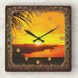 Reloj Cuadrado Familia Malecon Sunset 2441