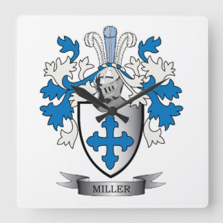 Reloj Cuadrado Familia Miller Crest Coat of Arms