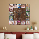 Reloj Cuadrado Familia Rústica 16 Collage de fotos Cita Madera Pa<br><div class="desc">Crea tu propio reloj de pared de collage de fotos con 16 de tus fotos favoritas. El reloj del fotograma te ayuda a valorar tus momentos especiales y también hace un regalo reflexivo para padres, abuelos y amigos. El reloj familiar personalizado lo convierte en un regalo perfecto para todas las...</div>